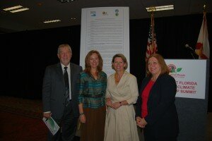 George Nugent, Monroe County, Kristen Jacobs, Broward County, Katy Sorenson, Miami-Dade and Shelly Vana, Palm Beach County, finished signing the resolution to work together on combatting climate change.